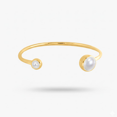 Amare Wear Freshwater Pearl Silver Cuff Bracelet Gold