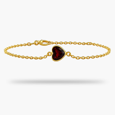 Solitaire Heart Shape Birthstone 14K Gold Bracelet