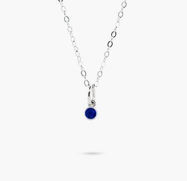 Celebration Bezel Set Necklace - Sapphire Silver