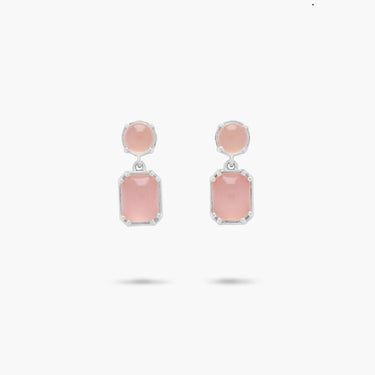 Amare Wear Petite Pink Chalcedony Dangle Earrings