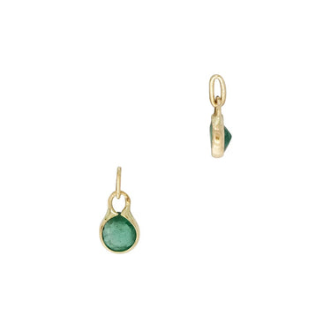 14k Yellow Gold Small Dangle Emerald Charm