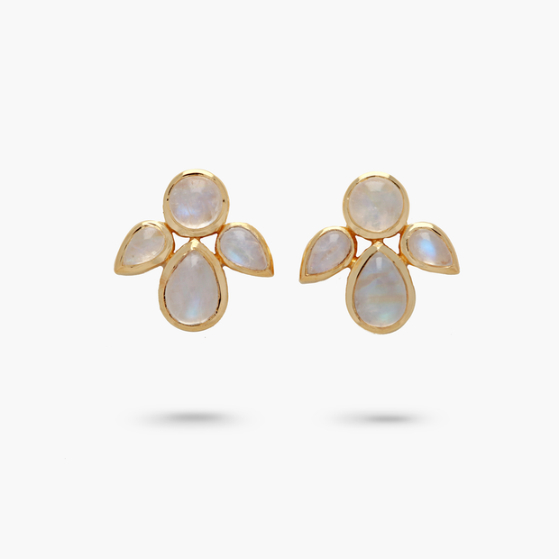 Mini Moonstone Leaf Studs