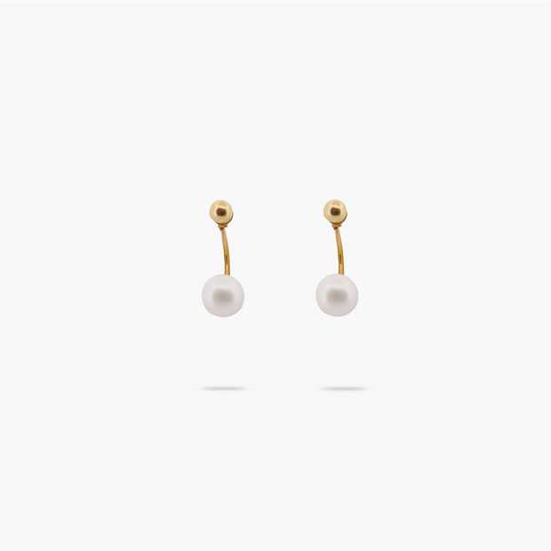 Small Curved Freshwater Pearl Drop Earrings