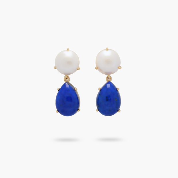 Amare Wear Freshwater pearl and lapis 14k gold vermeil