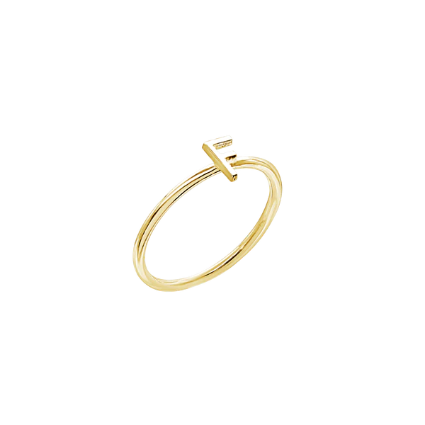 Amare Wear Initial Stackable Rings 14K Gold Vermeil