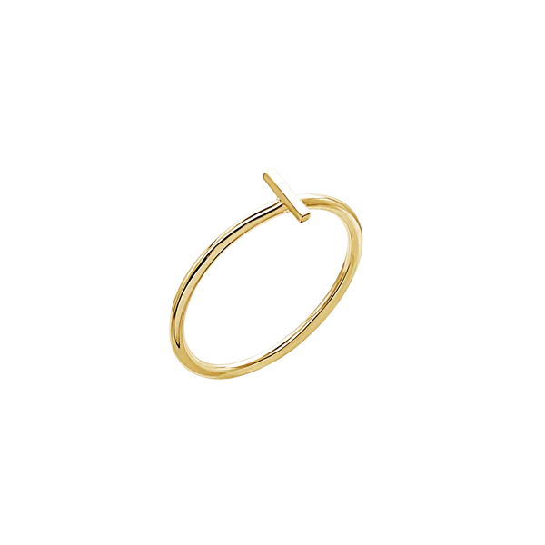 Amare Wear Initial Stackable Rings 14K Gold Vermeil