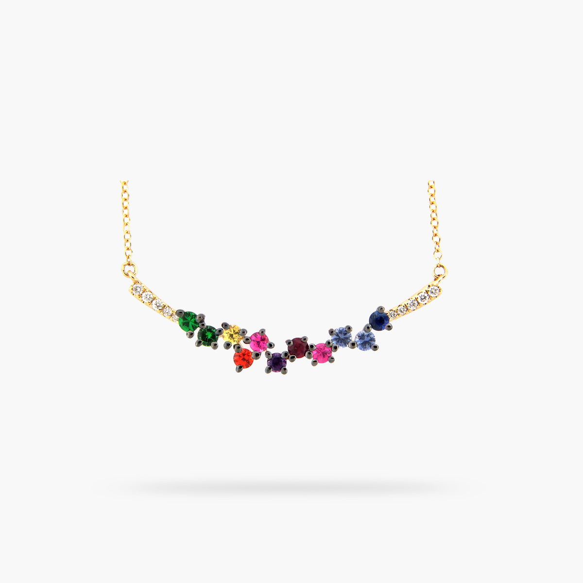 Rainbow Sapphire Bar Necklace