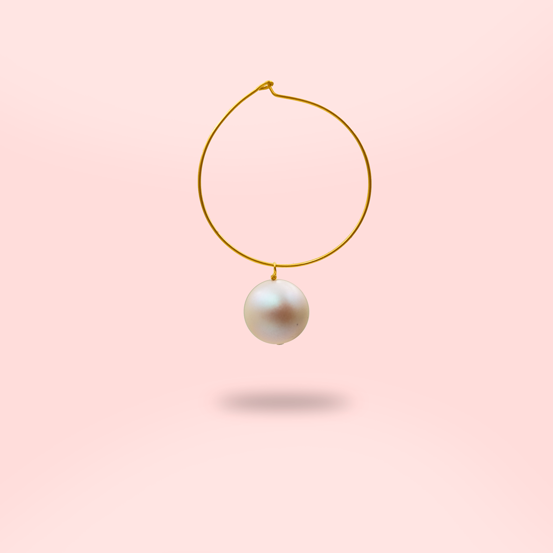 Abstract - Moon Hoops Earrings White