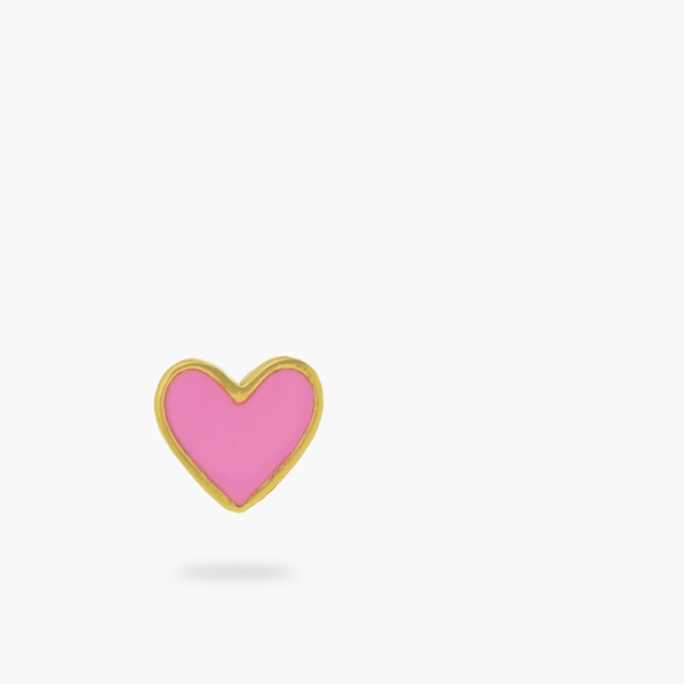 Pink Heart Enamel 24k Gold Vermeil Studs