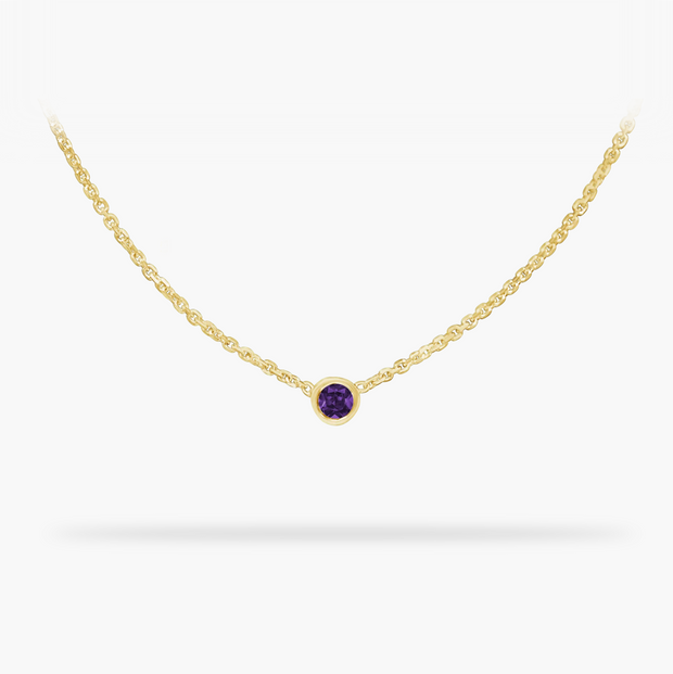 Birthstone Necklace February - Amethyst 14K Gold Necklace  Amare Wear Handmade Jewelry | Permanent Jewelry | Fine Jewelry | San Francisco 