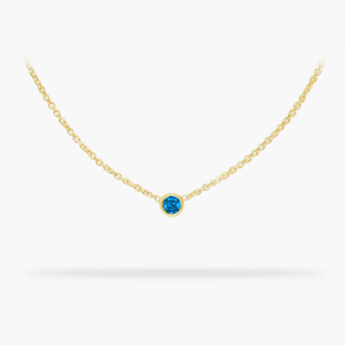 Birthday Necklace December Blue Topaz Birthstone 14k gold