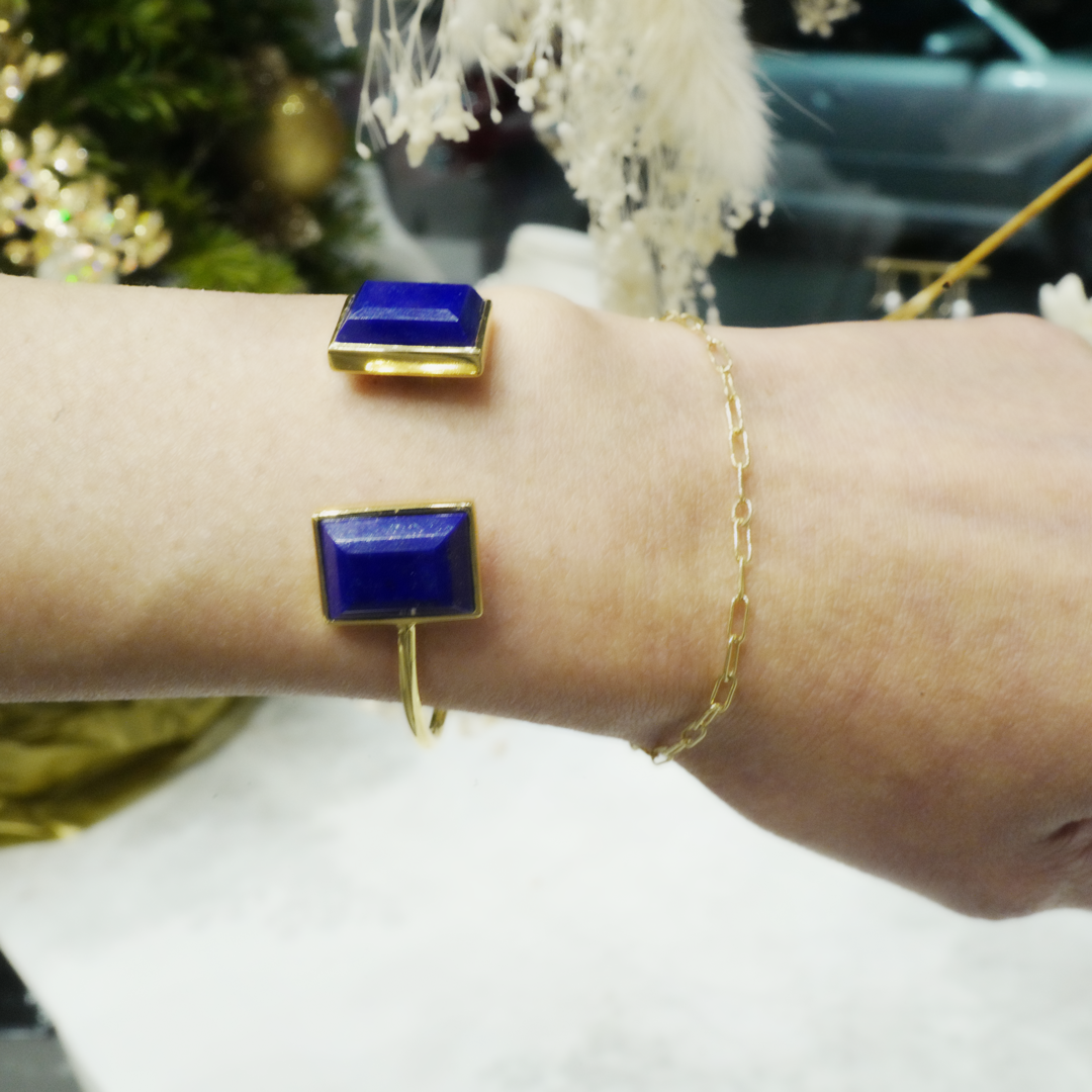 Amare Wear Handmade Jewelry Blue Sapphire Minimal Cuff