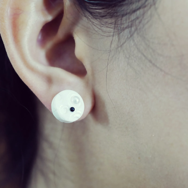 Journey White Earring Studs
