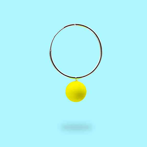 Abstract - Yellow Planet Hoops Earrings