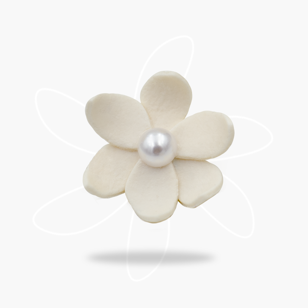 White Flower with Pearl Statement Earrings